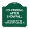 Signmission No Parking After Snowfall Vehicles May Towed or Plowed-In Heavy-Gauge Alum, 18" x 18", GW-1818-23785 A-DES-GW-1818-23785 - alternate 1